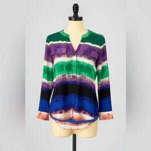 Calvin Klein Silk Blouse – Size S – Vibrant Multicolor